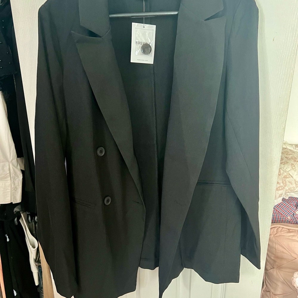 Forever 21 Black Blazer Classic Double-Breasted
